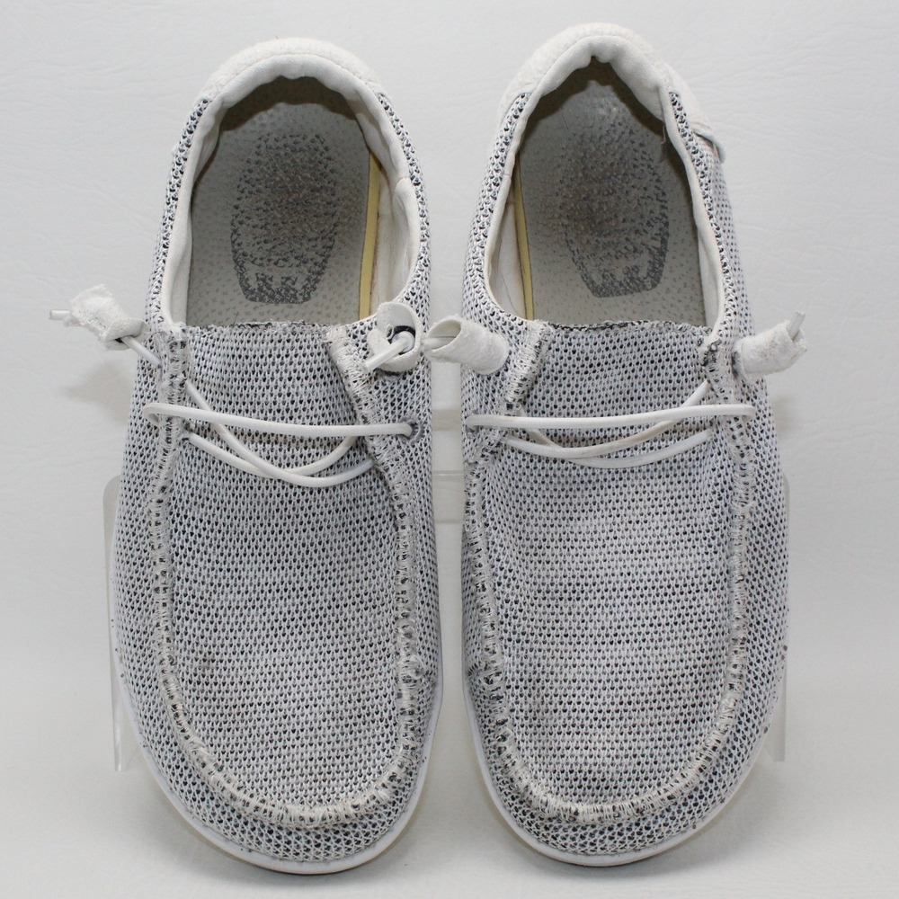 Hey Dude Wendy Sox Stone White Knit Slip On Loafers Shoes 40078-1KA Womens 7
